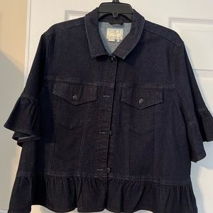 Kate Spade Flounce Sleeve Denim Jacket Size XL